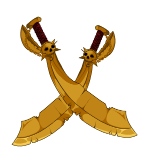 Crossed Golden Corsair Cutlasses